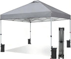 Sweetcrispy 10x10ft Pop Up Canopy Tent with 1-Person One Push Setup, Instant Portable Outdoor Shelter for Beach, Events, Camping – Includes Rolling Carry Bag, Grey