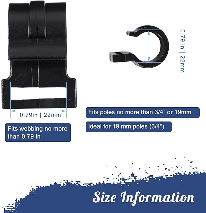 Tent Pole C Clips - 20 Pack (Fits 19mm (3/4') Poles)