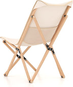 Giantex Camping Chairs 2 Pack, Folding Beach Chairs for 330lbs, Outdoor Butterfly Chair, Portable Lawn Chairs for Picnic Fishing Hiking Mountaineering, Lightweight Bamboo Frame No Assembly (Beige)