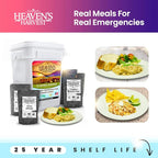 Heaven’s Harvest 25-Year Family Food Kit — Premium Emergency Food Supply. Freeze Dried Survival Food Kit + Water-Proof 25-Year Storage Bucket. MRE Meals, Non-Perishable Camping Food