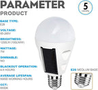 4 Pack LED Solar Emergency Light Bulbs for Home Power Failure, E26/E27 7W Rechargeable Battery Backup Bulb, Hurricane Supplies for Home, White Daylight 6000k Outdoor Hiking Camping Light