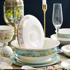 GaRcan Pottery Tableware,56Pcs Ceramic Dinnerware Sets, Porcelain Tableware Combi-Set Includes Cereals Bowls/Dessert Plates/Soup Plates/Dinner Plates