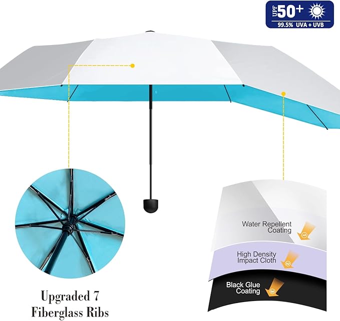 Upf 50+ Chair Umbrella With Clamp/Sun Shade - Portable Umbrella For Sports & Outdoors - Secure Clamp, 360-Degree Swivel Adjustable Position For Maximum Sun Protection