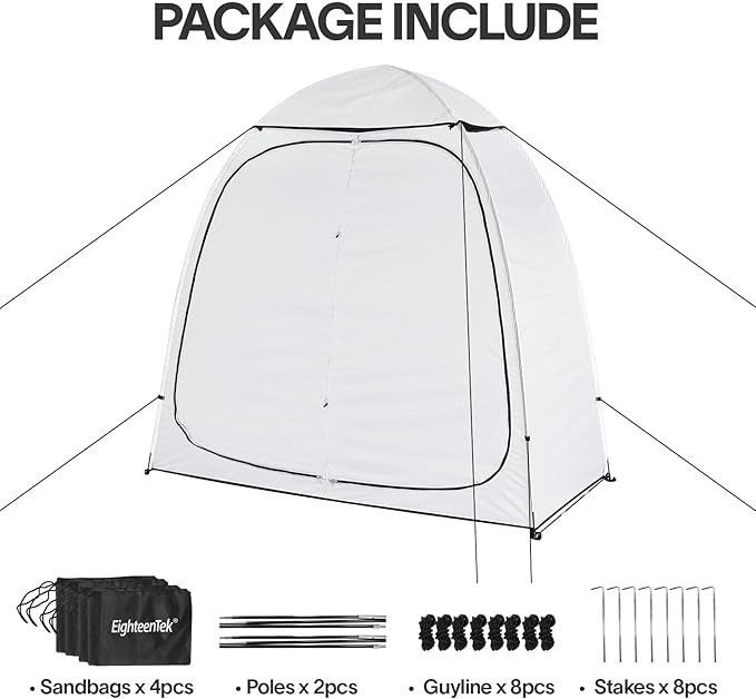 EighteenTek® Shower Tent Camping, 2-Room Portable Changing Room, Outdoor Shower Enclosure, Pop Up Privacy Tent Shelter with Floor & Doors, Waterproof & Lightweight, Camping Toilet Bathroom