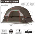 Tents for Camping 6 Person Tent Waterproof Windproof Double Layer Family Camping Tent, Easy Setup Dome Tent with Large Mesh Windows & Wider Door for Outdoor Camping & Hiking