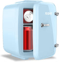 Mini Fridge, 4 Liter/6 Can Mini Makeup Fridge, 110V AC/ 12V DC Portable Thermoelectric Cooler&Warmer for Skincare, Drink, Cosmetic, Medicine, Small fridge for Bedroom, Office, Dorm, Car, Blue
