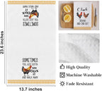 4Pcs Funny Farmhouse Chicken Rooster Kitchen Towels, Chicken Dish Towels, Rooster Decor Hand Towel for Bathroom Kitchen Decor, Cock Mom Lady Gifts, White Microfiber Dish Cloth Tea Towel, 24x14 Inch