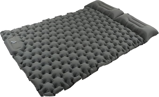 Camping Sleeping Pad Gray Waterproof Nylon Ergonomic Support Foot Press 60S Inflating Sleeping Mat for Outdoor Camping