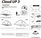 Naturehike Cloud Up 3 Person Backpacking Tent with Footprint - 3 Season Free Standing Lightweight 3 Person Camping Tent | with Footprint, Free Standing, Dome, Camping, Hiking, Waterproof