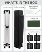 GarveeLife 10x10 Pop Up Canopy with One Button Push Setup - Heavy Duty Outdoor Canopy Tent with Portable Roller Bag - 3 Adjustable Height, 4 Weight Bags, 8 Stakes & 4 Guy Ropes Included, Green