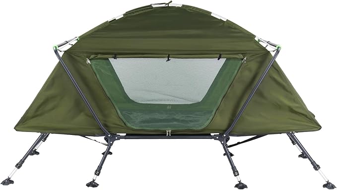 Generic Spacious 84.6 * 34.5 * 49.2in Collapsible Camping Tent with Integrated Cot - Portable, Waterproof, and Durable - Ideal for Camping & Hiking - Army Green