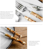 Bamboo Silverware Set for 4, Natural Flatware Cutlery Set Tableware Utensil Set Knives Forks Spoons, Dinnerware Sets for Christmas Party Kitchen Wedding Gifts 20-piece