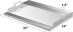 Skyflame Universal Stainless Steel Griddle Plate with Even Heating Bracing for BBQ Charcoal/Gas Grills, 23" x 16" Rectangular Hibachi Flat Top Griddle for Indoor/Outdoor Cooking