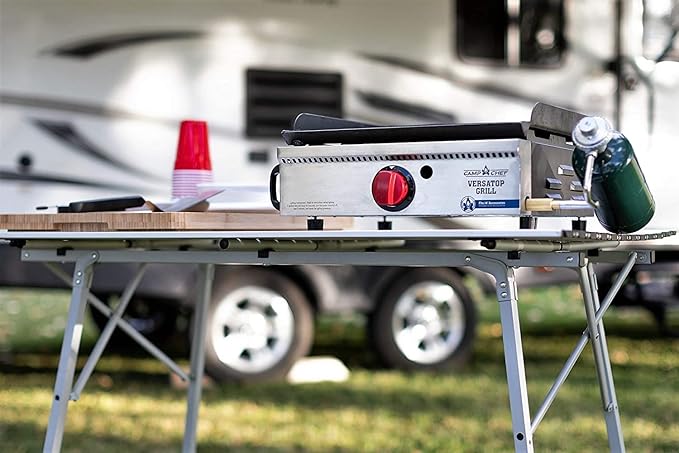 Camp Chef Mesa Aluminum Camp Table - Portable, Collapsible Camping Table for Outdoor & Camping Gear - Adjustable Table Height (27"-39")
