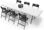 8FT Folding Table Set with 6 Chairs – Heavy-Duty 660 lb Table & 330 lb Chairs, Portable Folding Furniture Bundle for Camping, Parties, Indoor & Outdoor Use