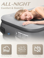 Twin Air Mattress with Built in Pump, 18" Upgraded One-Touch Inflatable Airbed for Home, Camping Guests, Portable Blow Up Mattress, 440lbs Capacity