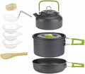 Portable Camping Cookware Kit, Outdoor Cook Gear Pot Pan Kettle Set, Picnic Tableware Tools for Hiking Backpacking Family