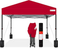 Best Choice Products 10x10ft Pop Up Canopy Tent, Outdoor Shade, 1 Person 1 Minute Set Up, Carry Case, 4 Weight Bags - Red