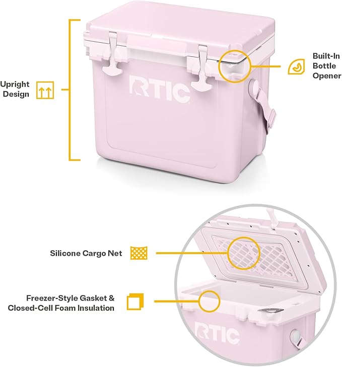 RTIC Ultra-Light 22 Quart Hard Cooler Insulated Portable Ice Chest Box for Drink, Beverage, Beach, Camping, Picnic, Fishing, Boat, Barbecue, 30% Lighter Than Rotomolded Coolers