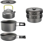 Camping Cookware Kit Aluminum Outdoor Portable Cooking Set for Tableware Hiking Picnic 3pcs