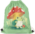 Upetstory Mushroom Frog Drawstring Backpack Bags Sports Sackpack Gym String Bag Sack Pack Knapsack for Outdoor Travel Beach Shopping Camping Swimming Running Cycling Gifts