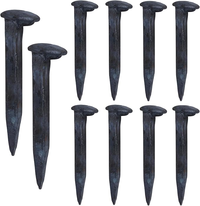 10PCS Railroad Spikes, 4.72 Inches Carbon Steel Railroad Spike, Heavy Duty Rustic Utility Hooks with Rust for Railroad Ties,Tent Stakes, DIY Metal Projects, Industrial Decor