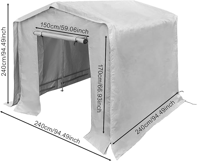 Outdoor Storage Shelter Shed, 8' x 8' Heavy Duty Portable Shed Storage Shelter with Roll-Up Door, Large Steel Frame Garage Garden Shed for Backyard, Patio Lawn