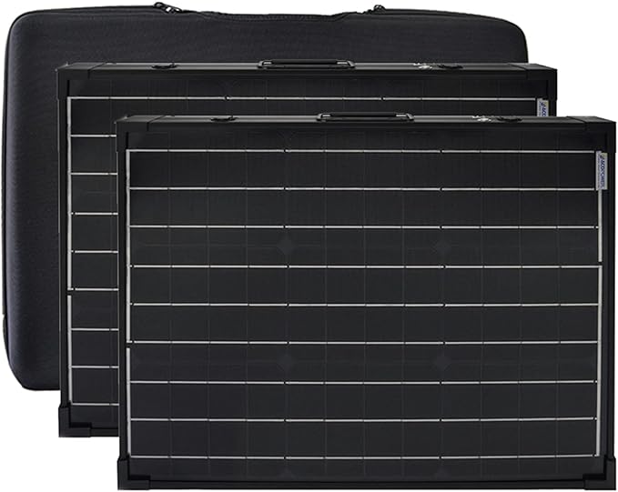 ACOPOWER 200W Portable Solar Panel Kit, Waterproof 20A Charge Controller for 12V Battery and Solar Generator for RV, Camper Trailer& Marine Black