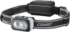 Coast RL20R 1000 Lumen Tri-Color LED Rerchargeable Headlamp with Flood and Spot Beams, Variable Light Control, Fixed Focus, Ultra-Strap, Red/Green Modes