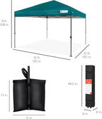 Best Choice Products 10x10ft Pop Up Canopy Tent, Outdoor Shade, 1 Person 1 Minute Set Up, Carry Case, 4 Weight Bags - Cerulean