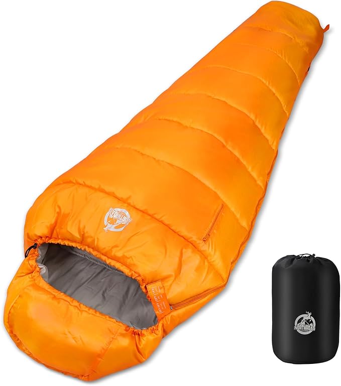 Northroad Mummy Sleeping Bag 14-59 ℉, 3-4 Season Warm & Cool Weather, Summer Spring Fall Lightweight Washable Sleeping Bag for Outdoor Camping Hiking Travel Hunting