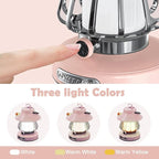 Kids Lantern with 3 Color Light & USB-C Rechargeable, Dimmable Camping Night Light for Children, Safe & Durable ABS Plastic Toddler Flashlight for Bedroom, Tent, Emergency (Pink)