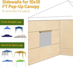 3 Pcs 10x10 Canopy Sidewalls with Roll-up Windows for 10x10 Pop Up Canopy Straight Leg Outdoor Instant Canopy Sidewall Waterproof & UV Protected for Outdoor Event Tents, 3 Sidewalls Only, Beige