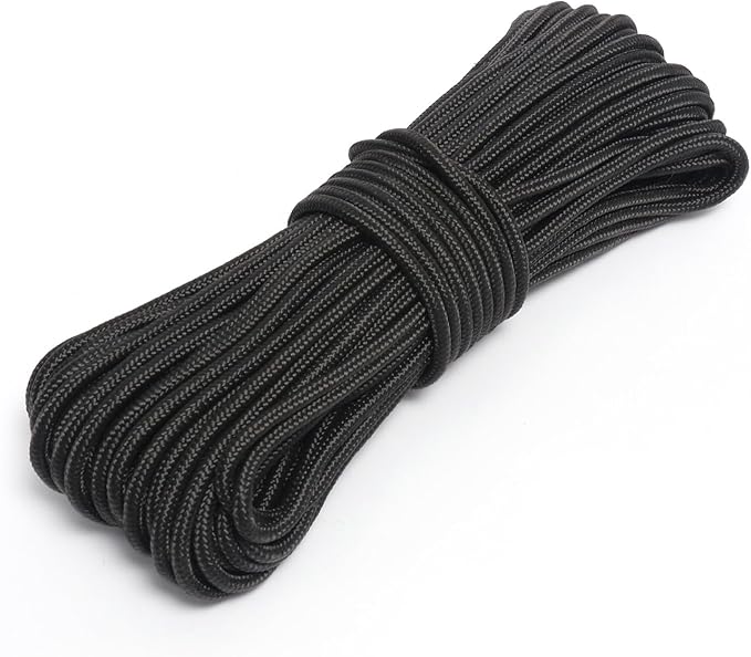 Nylon Rope, 1/3 inch 64FT Nylon Poly Rope Utility Cord Strong Polyester for Camping, Hiking, Clothesline, Tie, Flag Pole, Marine, Outdoor Swing (8mm Black)