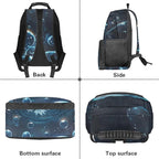 Axolotl Backpack and Lunch Box Blue Bookbag Lightweight Casual Bookbag and Lunch Box Set for Boys 4 Pcs Boys School Backpack 10-12 Years Old for Daypack Hiking Outdoor Travel