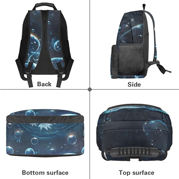 Axolotl Backpack and Lunch Box Blue Bookbag Lightweight Casual Bookbag and Lunch Box Set for Boys 4 Pcs Boys School Backpack 10-12 Years Old for Daypack Hiking Outdoor Travel