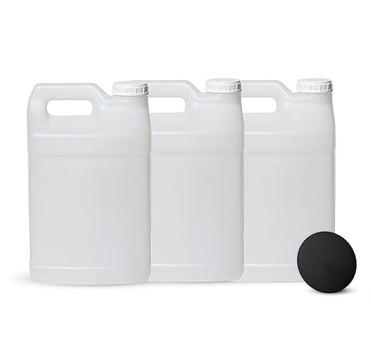 FastRack 2.5 Gallon Water Jug (Pack of 3) w/ 1 Black Rubber Cap Gripper | Reusable Plastic Jug with lid for Liquids | Heavy-Duty Water Container for Storage, Camping | BPA-Free Gallon Jugs with Lids