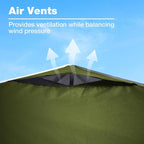 10x10 Canopy Replacement Top Cover with Air Vents for ez up Pop up Canopy Gazebo Tent with Adjustable Straps, Waterproof & Anti-UV for Outdoor Shade (Frame Not Included) (Army Green)