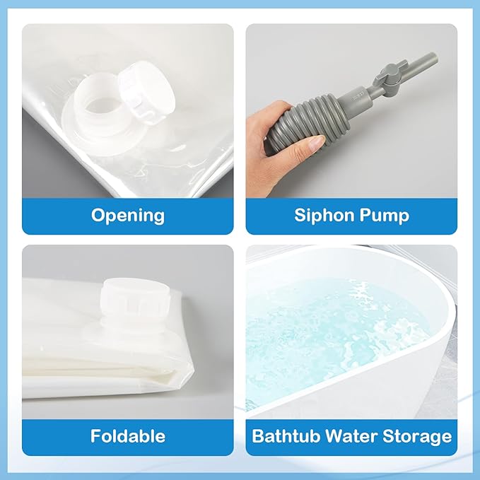 100Gallon Bathtub Bladder for Emergency Water Storage, BPA-Free Water Container for Disaster Preparedness, Hurricane Survival & Drinking Water-Food Grade Reusable Water Bag