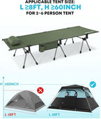 Gonex Camping Cot with Leg Extenders 2 in 1 Portable Ultralight Folding Cot for Adults Adjustable Height Supports 350lbs Sleeping Bed for Backpacking Travel Beach Home 74.8"x27.5"(Army Green, 1 PCS)