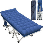 Cot Camping Cot with Thick Pad Cots for Sleeping Camping Bed Folding Cot 450LBS(Max Load) Comfortable Double Layer Oxford Heavy Duty with Carry Bag for Home Outdoor Travel