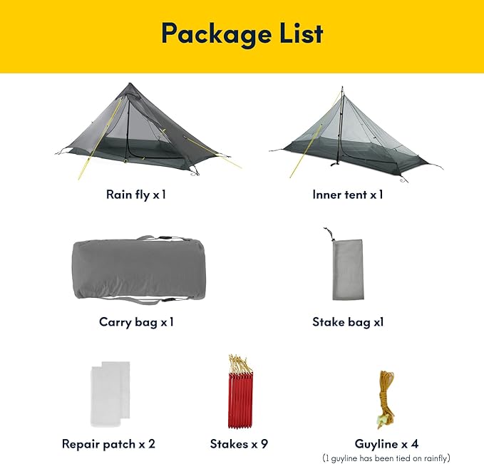 LANSHAN Ultralight Tent 3-Season Backpacking Tent for 1-Person or 2-Person Camping, Trekking, Kayaking, Climbing, Hiking