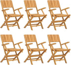 6-Piece Solid Teak Wood Folding Patio Chairs Set, 21.7"x24"x35.4" Outdoor Furniture with Slatted Design for Backyard Poolside and Camping