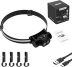 High Lumens Rechargeable Magnetic Headlamp for Camping, Hiking, Caving, Fishing, Motion Sensor Waterproof Impact-Resistant Bright Head Light with 4 Light Modes, Adjustable Headstrap (1 Pack)