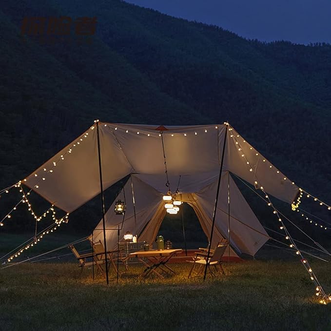 GeRRiT Family Camping Tent Large Waterproof Double Layer Pyramid Tipi Tent Camping Mongolian Yurt Tent for Picnic Festival