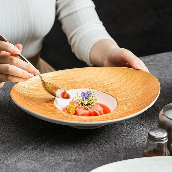 Camping Plates Dinner Plate Nordic Western Restaurant Special-Shaped Dessert Hotel Ceramic Tableware Decorative Plate(D)