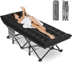 ZENPETIO Oversized XXL Folding Camping Cot, Heavy Duty Sleeping Cot for Adults with Mattress and Pillow, Portable Cot Bed with Carry Bag for Outdoor Camp Travel Home Guest Office, 78x32x18