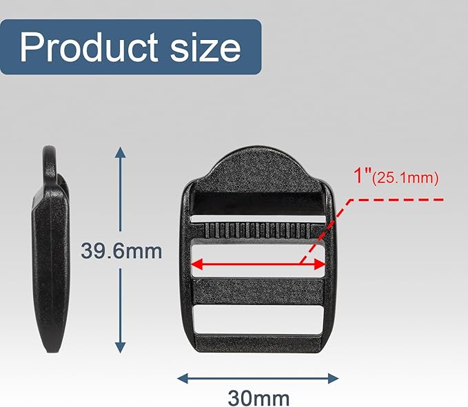 CooBigo 50 Pack Plastic Ladder Lock Buckles, 1" Ladder Slider Buckle for Backpack Strap Nylon Webbing Clip Replacement, Outdoor Camping Gear Sleeping Bag Tent Tie Down Strap Accessories (Black)