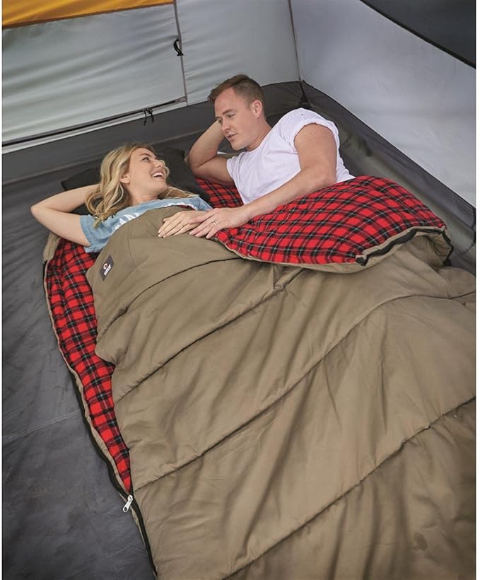 Guide Gear Canvas Hunter 0-Degree Double Sleeping Bag for Adults and Kids 2-Person Warm Winter Cold Weather Lightweight Portable for Camping, Backpacking, Hiking, Outdoors