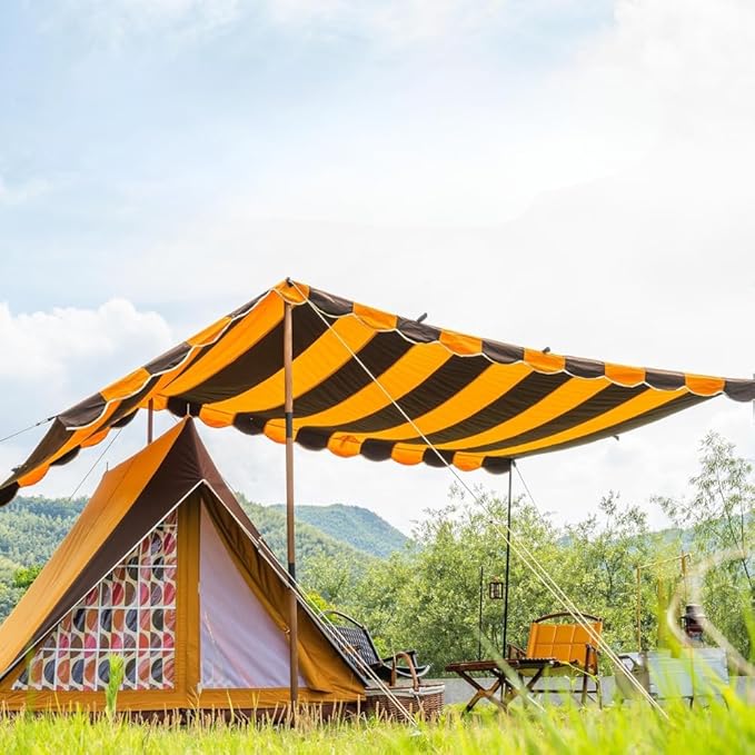 Wild Luxury Vintage TC Cotton Camping Tent, 2 Person Flying House Style Canvas Shelter, Waterproof & Breathable Glamping Tent